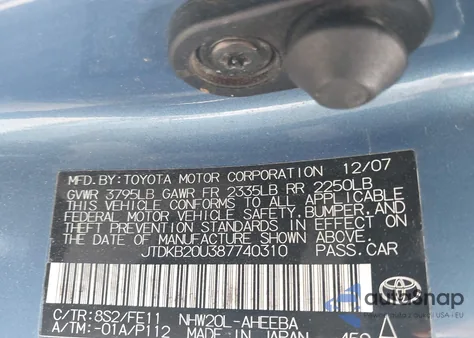 2008 Toyota Prius from USA, damaged, VIN JTDKB20U387740310